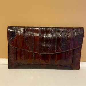 Elan of California authentic EEL SKIN leather clutch envelope purse